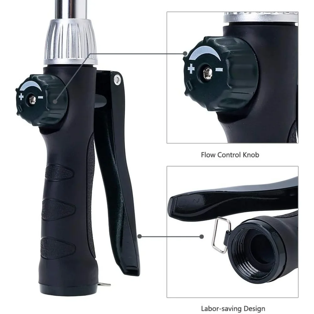 عصا سقي GREEN MOUNT مقاس 16 بوصة، عصا حديقة شديدة التحمل مع 8 أنماط رش | مريح وخفيف الوزن لسهولة الري | معرف #4