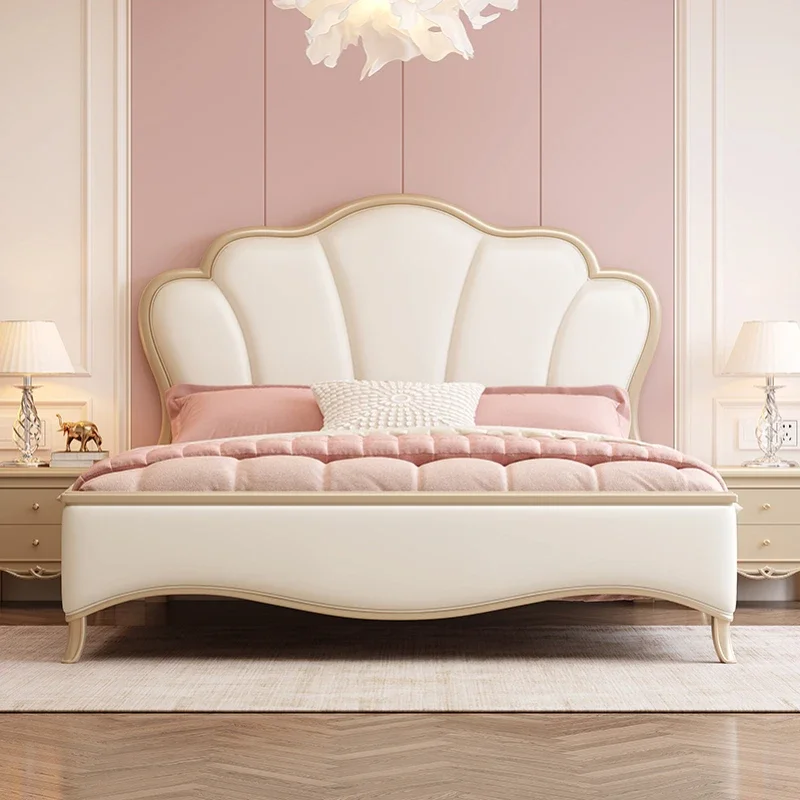 #Luxury Large Double Bed Modern Whitr High End Baby Bedroom Double Bed Bedding Girl Cama Letti Matrimoniali Home Furniture