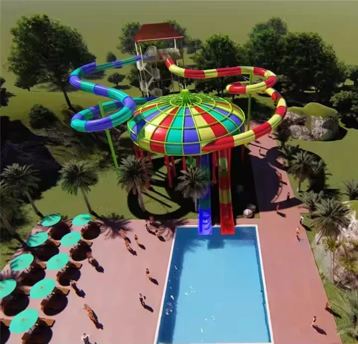 China Manufacturer Large Outdoor Aqua Park Equipment Waterslide Fiberglass Large Water Slides FRP Pool Slide for Sale