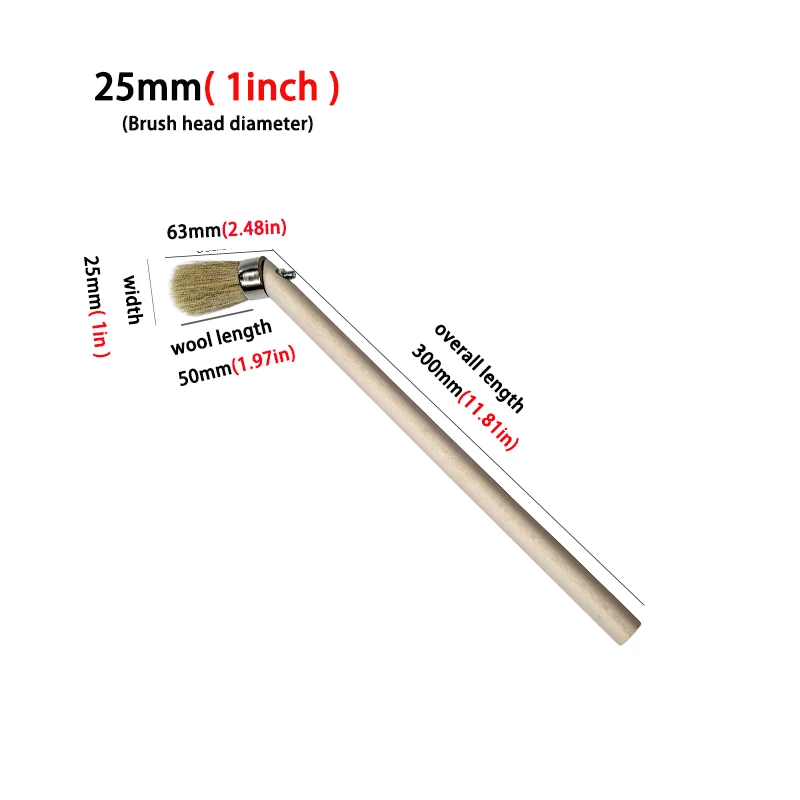 Long Wooden Handle Round Bend White Bristle Brush Decoration Painting Latex Coating Cleaning Barbecue Baking Painting