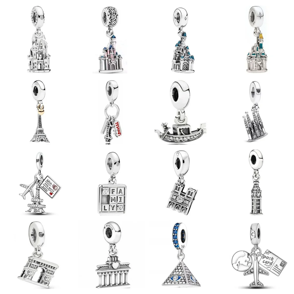 2024 New S925 Silver Plated Tower Castle Pendant Charms Teethbrush Beads Fit DIY fine Original Pandora Bracelet By Women Gifts