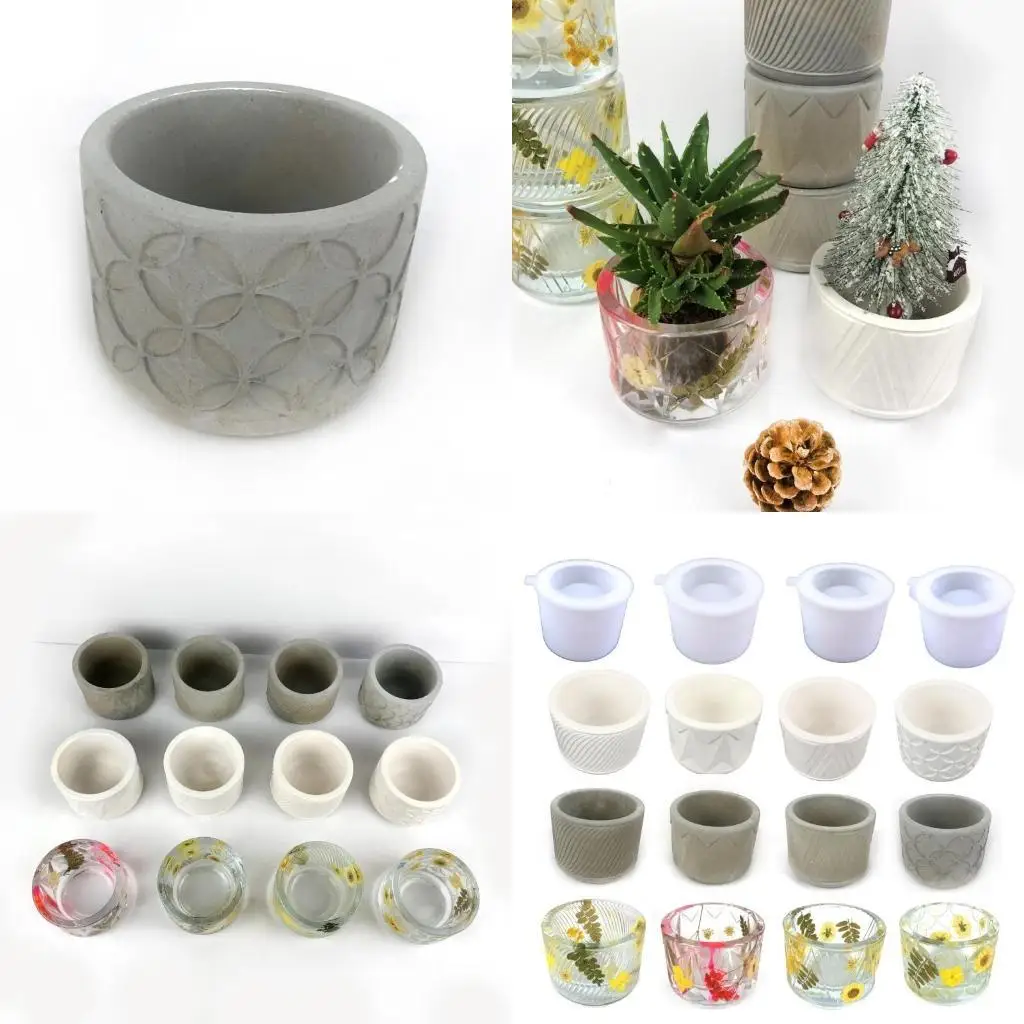 J78F Succulents Flower Pot Resin Silicone Mold Suitable for Diy Garden Plant Vase