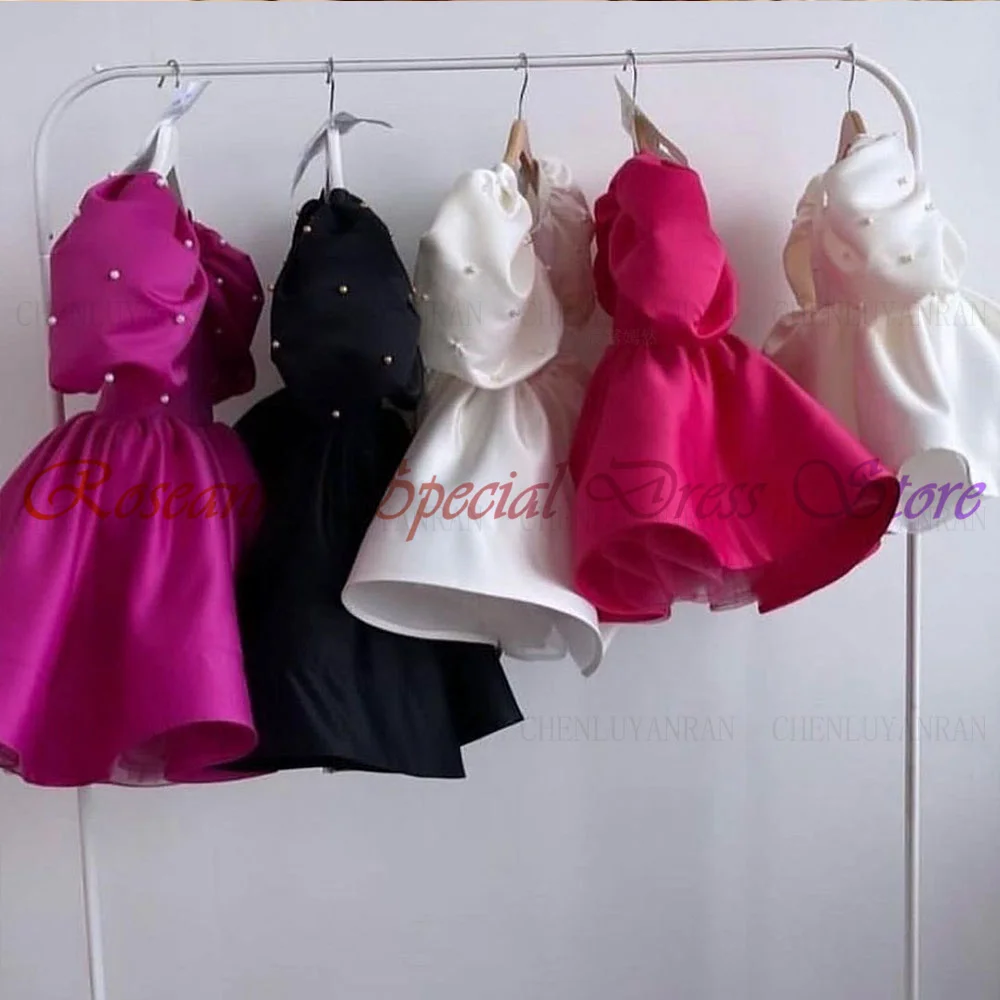 Puffy Shining Flower Girl Dress Pretty Girl Dress Princess Dress First comunione Dress maniche a sbuffo Girl Wedding Party Dress