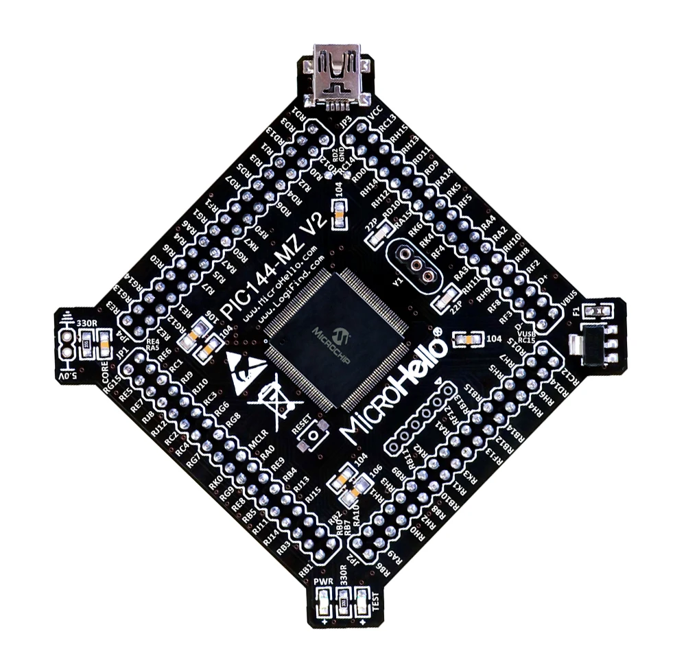 PIC144-MZ V2 core board with PIC32MZ1024EFG144 microcontroller for OpenPIC Pro board