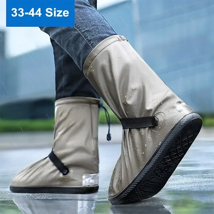 Waterproof Silicone Rain Shoes Cover PVC High-tops Non-slip Rain Boots Cover Outdoor Hiking Climbing Rain-proof Shoes Protector