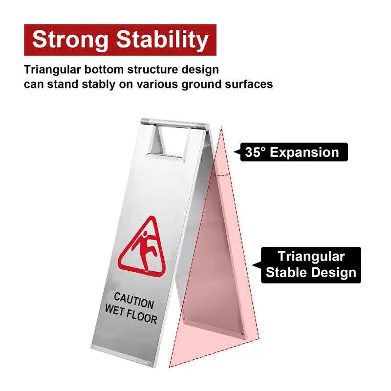 Вывески для влажного пола, складная А-образная рамка, двусторонняя предупреждающая вывеска, 5-компонентная сигнализация для влажного пола из нержавеющей стали, избегайте падения для ресторана
