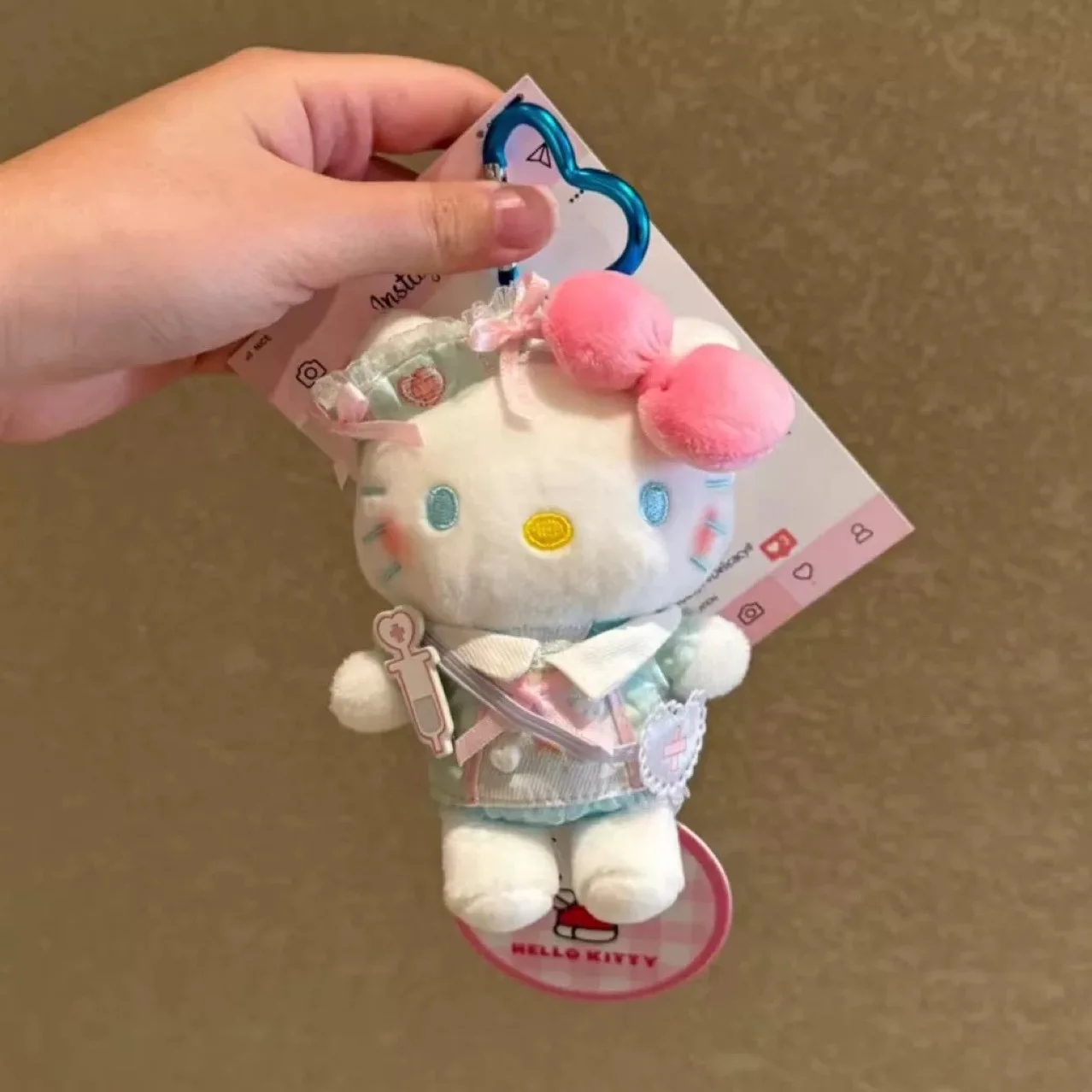 2025 Hello Kitty Cute Blue Visor Blue Backpack Pants Keychain Car School Bag Pendant Kids Plush Toy Keyring Birthday Gift