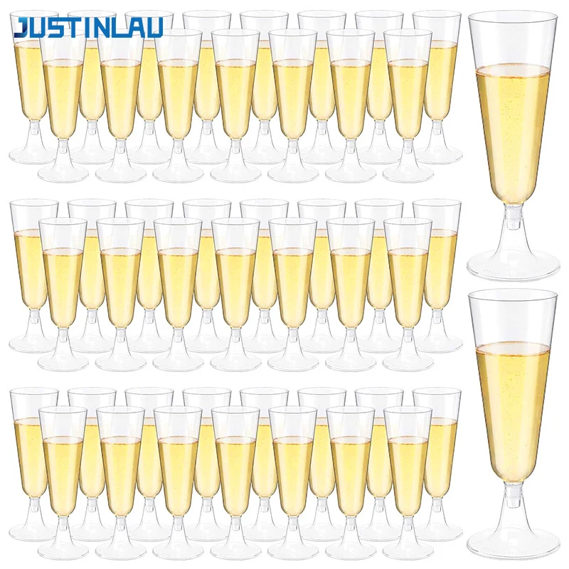 

JUSTINLAU 25 шт., 150 мл, одноразовые стаканчики, сверкающие чашки для шампанского, пластиковые флейты для шампанского, прозрачная чашка для тостов для свадебной вечеринки