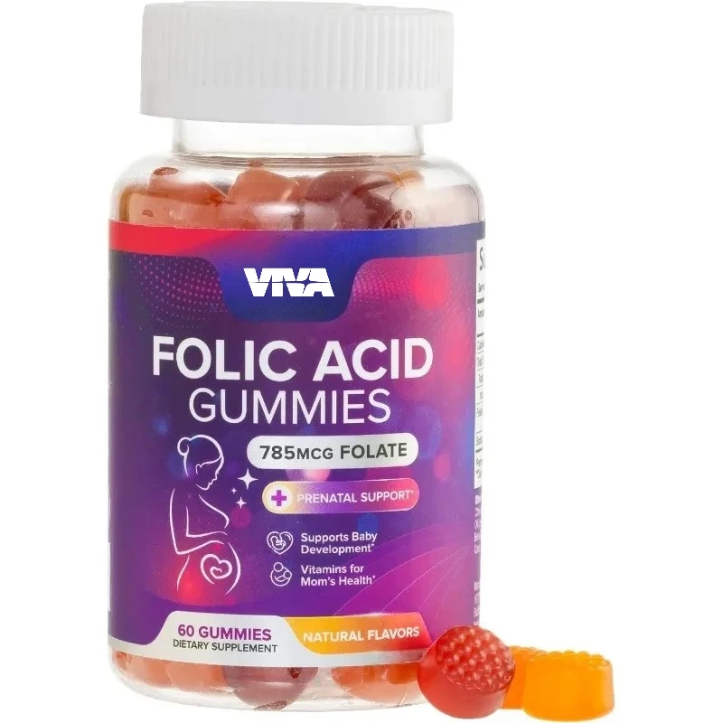 Gominolas de ácido fólico para mujer 785 microgramas - vitamina prenatal -60 gominolas