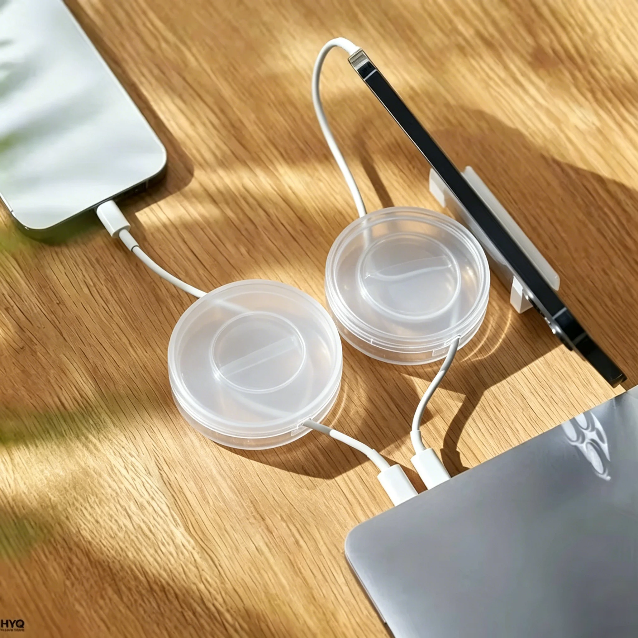 Organizador de Cabos Transparente Portátil, Gerenciador de Fios, Enrolador de Cabos USB, Suporte Retrátil para Celular, Protetor de Armazenamento de Fios