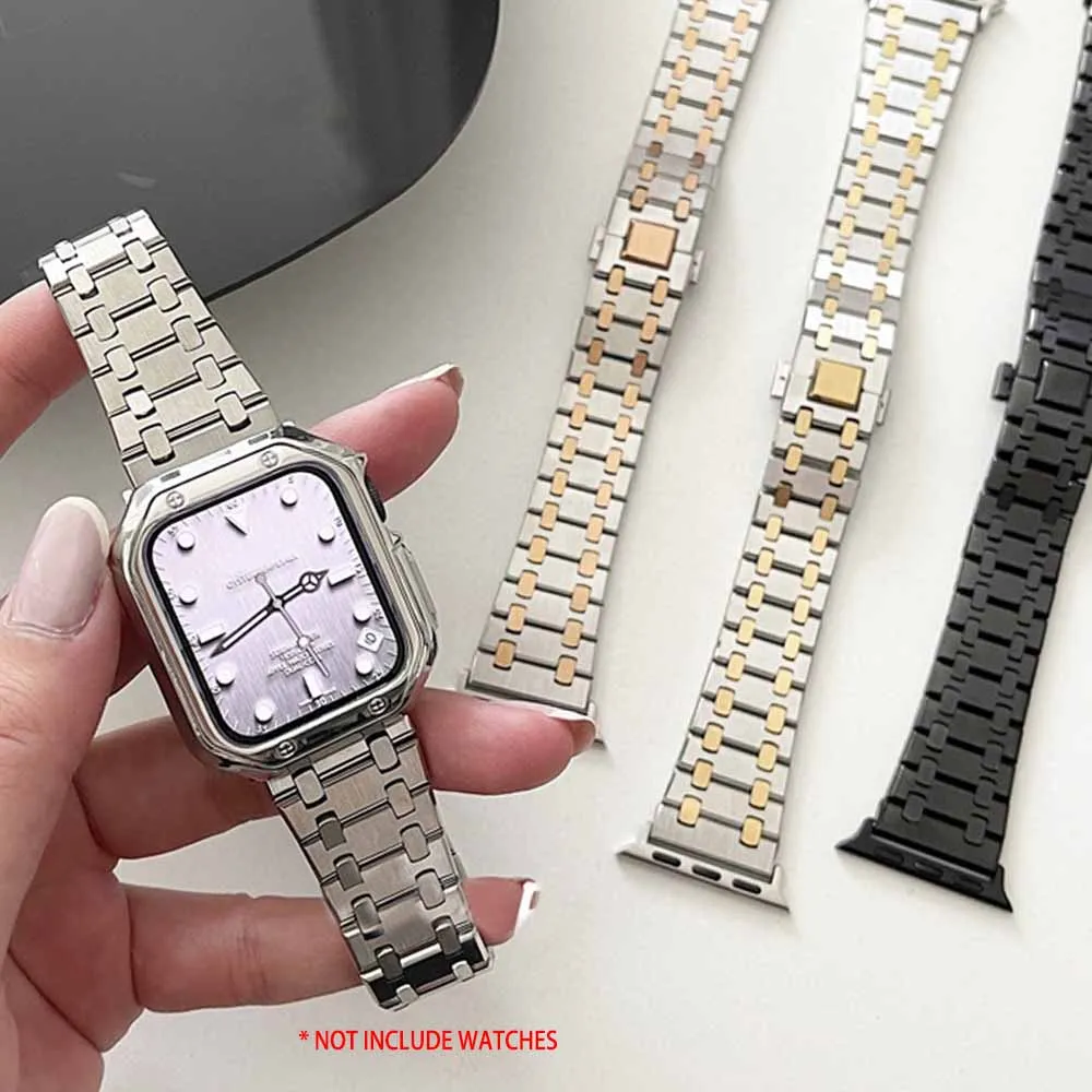 Luxury Watch Strap for Samsung iwatch SE1/2/3/4/5/6/7 Series Strap Stainless Steel Metal Women Men Elegant Wrist Band Bracelet