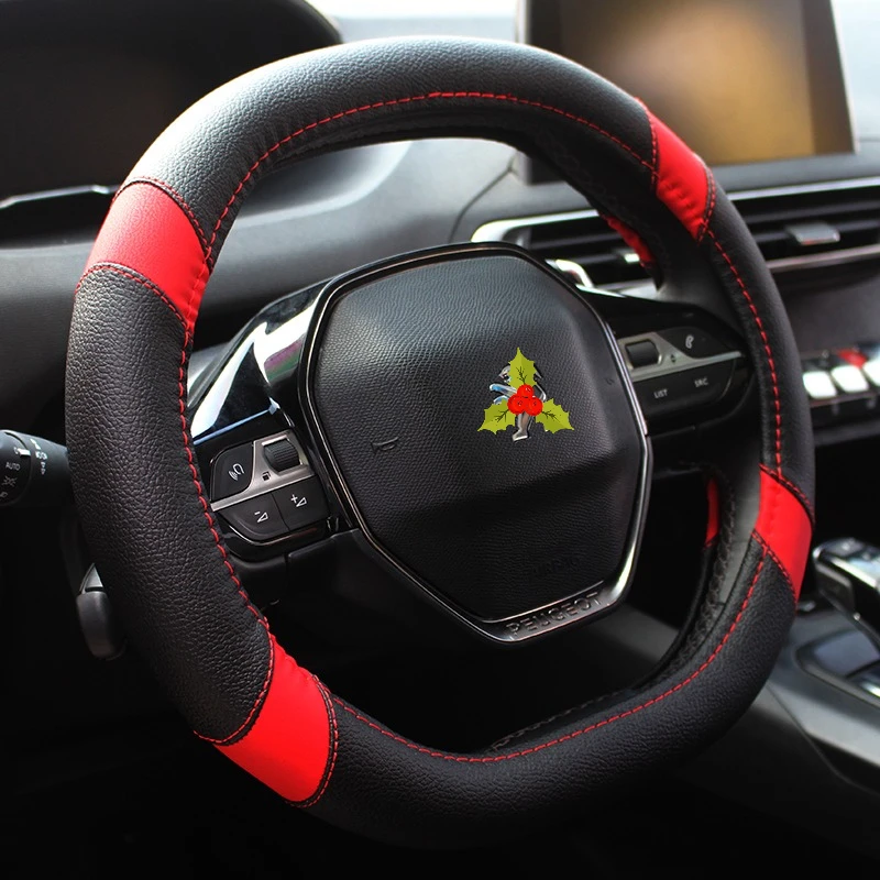 

Custom Color PU Leather Steering Wheel Cover Non-Slip Inner Ring Comfortable Breathable Fit for Peugeot 4008 5008 All Season Use