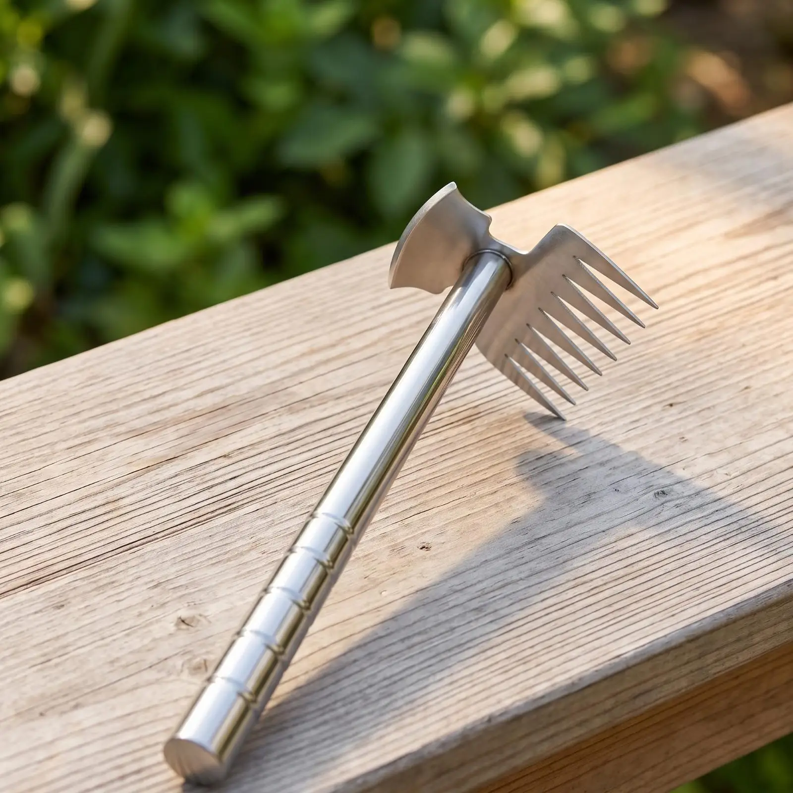 Stainless Steel Weeding Rake Garden Multi Tool with Ergonomic Handle for Vegetable Plot Maintenance and Flowerbed Clearing