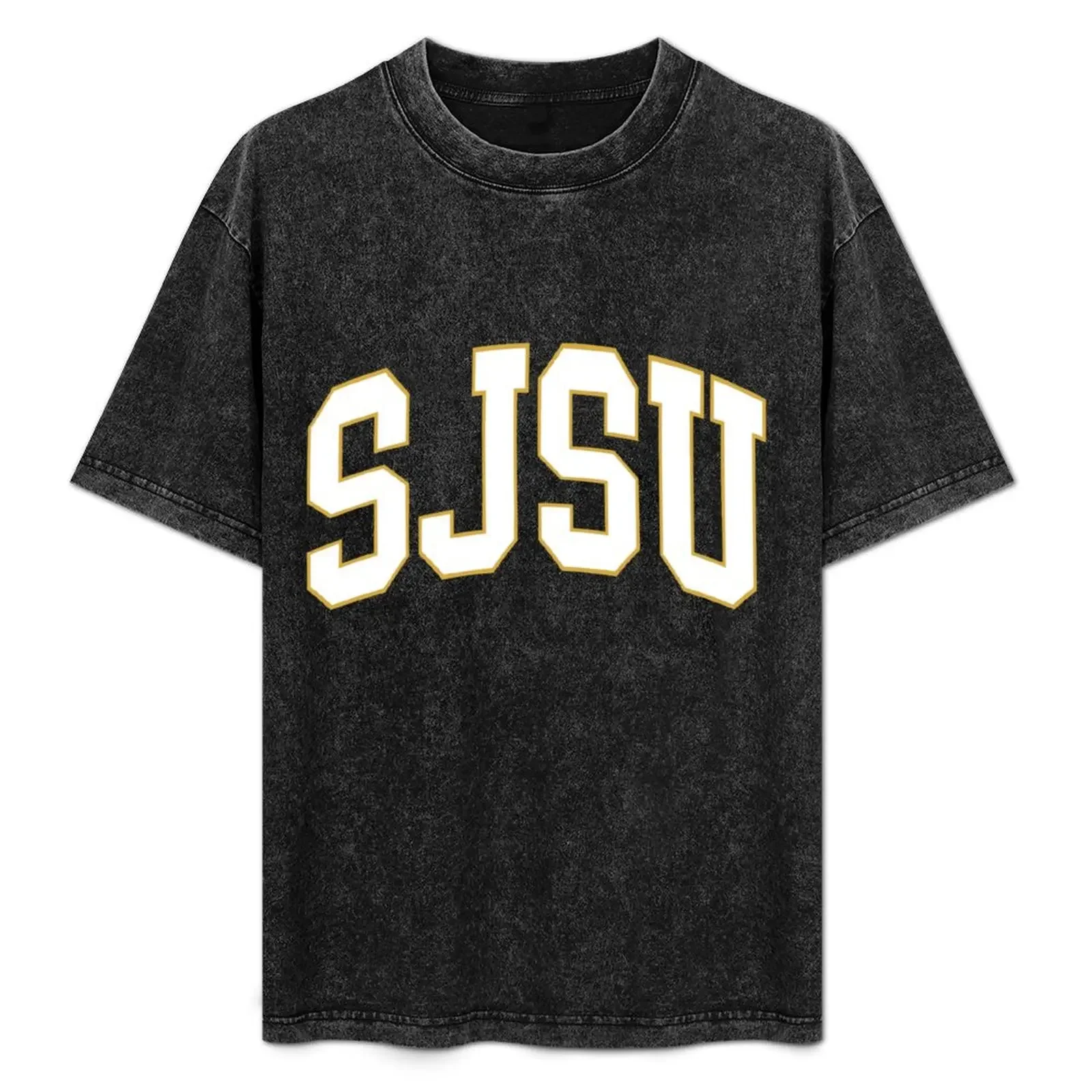 

sjsu - college font curved T-Shirt anime vintage graphic tee Funny t-shirt funny gifts mens clothing