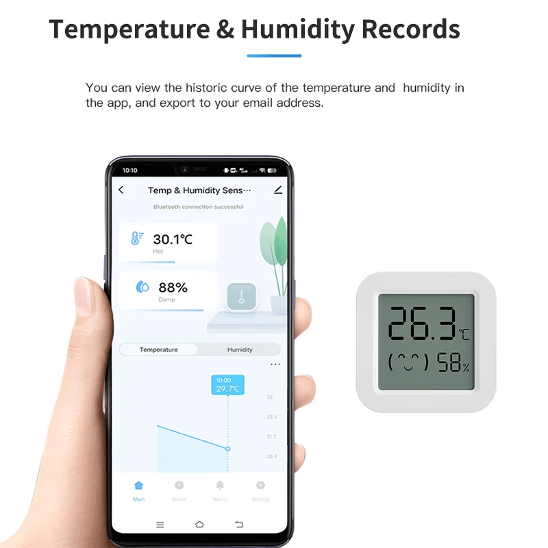 Sensor de temperatura y humedad Tuya, Mini pantalla LCD Compatible con aplicación Bluetooth, Control remoto, termómetro, higrómetro