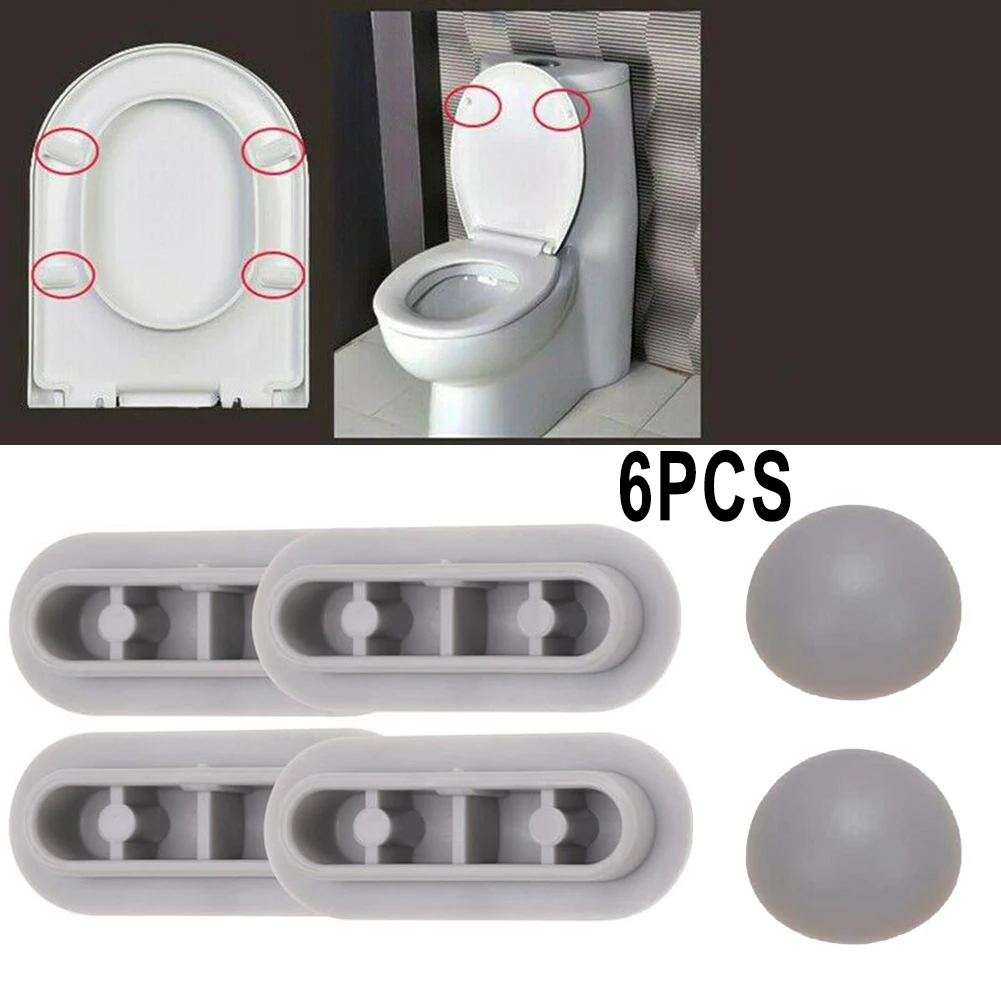 Top Cover Cushion Seat Cushion Set 6pcs Accessories Toilet Seat Brand New Buffers For Families Grey High Quality