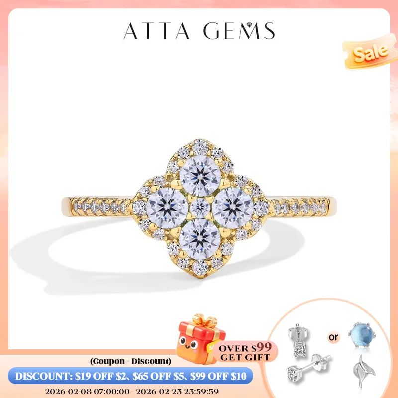 ATTAGEMS – bagues classiques en Moissanite pour femmes, couleur D VVS1, en argent Sterling 925 véritable, fiançailles, fête de mariage, bijoux fins exquis