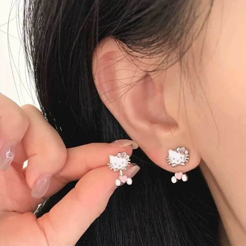 

Hello Kitty two-dimensional animation peripherals Kawaii back-hanging earrings for girls high-looking accessories birthday gifts