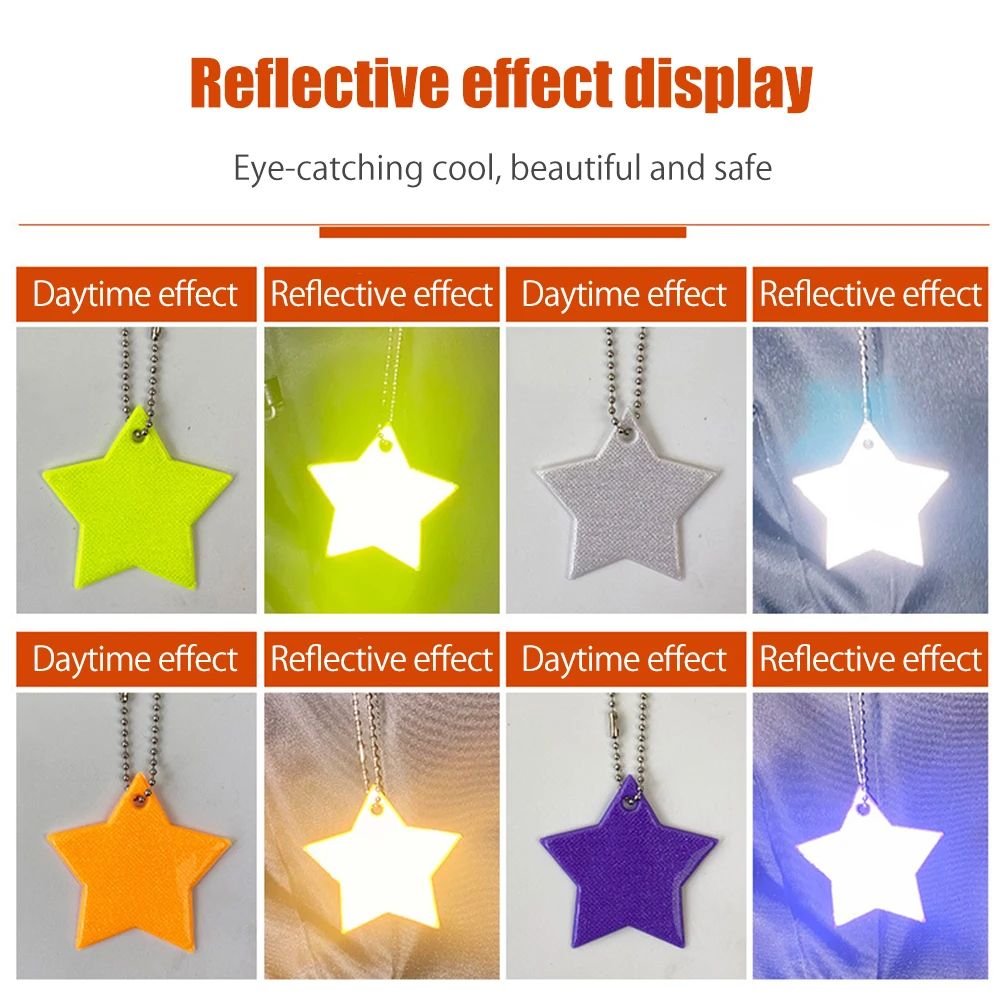 Reflector Star Pendant Kids Night Safety Reflector Pendant for School Bag Backpack Cycling Running 12pcs Random Color