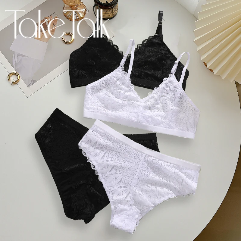 Women Sexy Lace Bra Set V-Waist Transparent Briefs & Ultra Bras Wireless Lingerie Set Female Summer Seamless Underwear Ice Silk