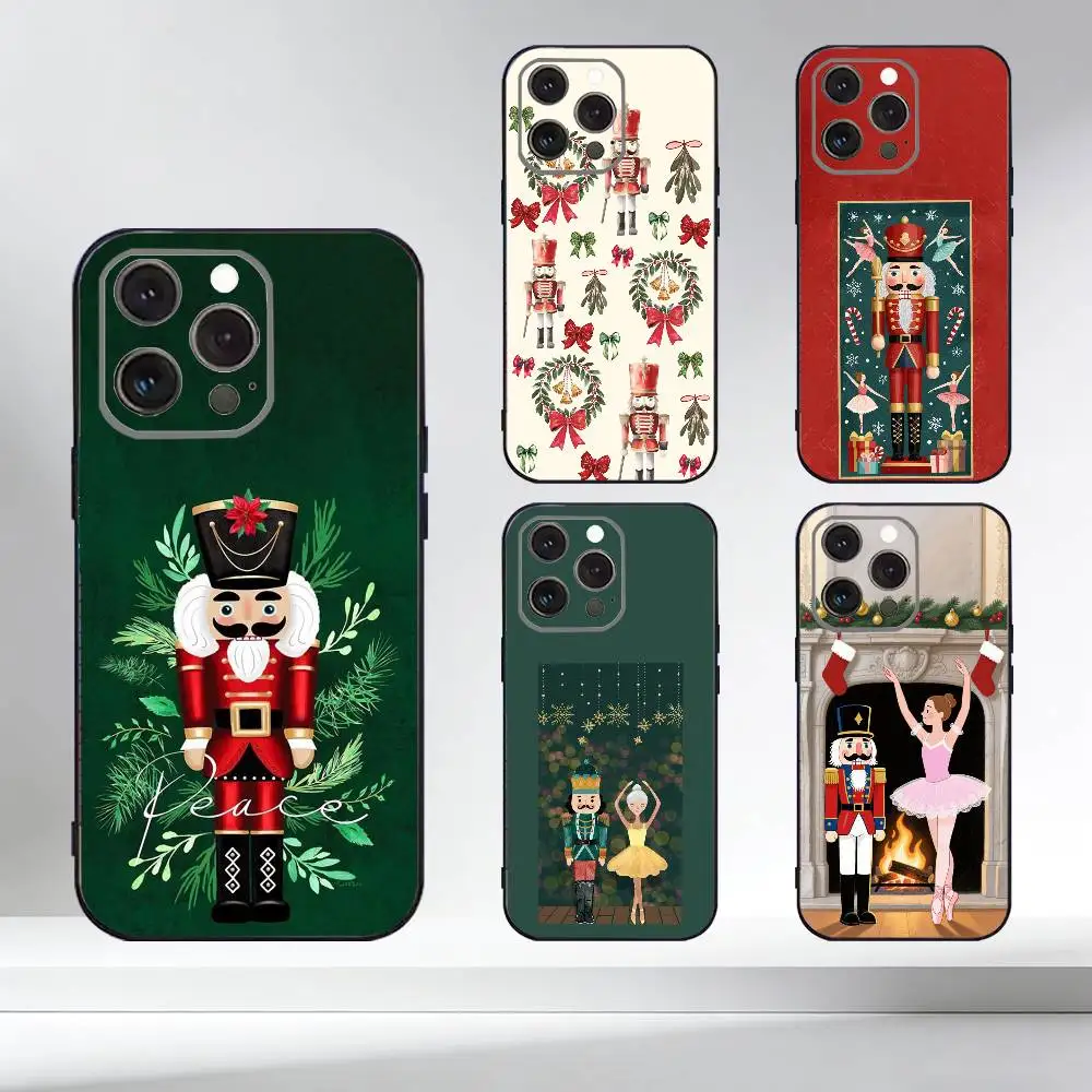 

N-Nutcracker C-Christmas Phone Case For iPhone 17,16,15,14,13,12,11 Plus,Pro Max,XS,Soft Silicone Black Cover