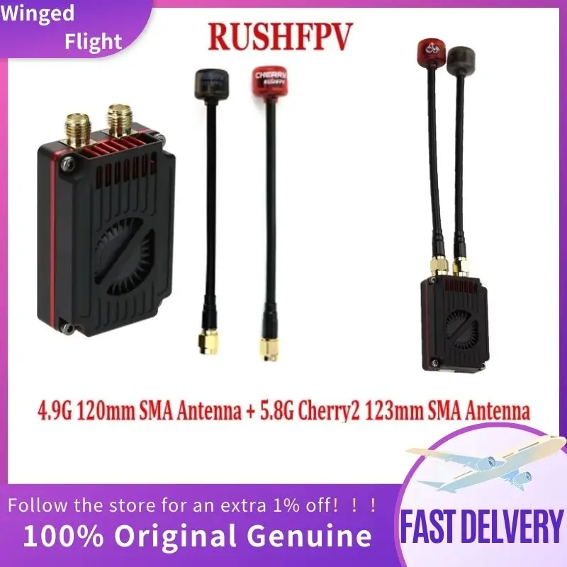 RUSHFPV 4.9/5.8GHz 2.5W VTX 8+48CH Channel IRC Tramp Protocol 7-30V Dual-frequency Video Transmitter for RC FPV Long Range Drone