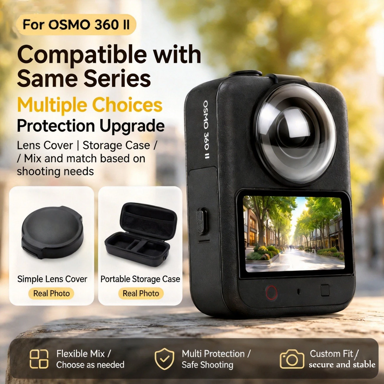 For dji OSMO 360 II Glass Lens Protector Cover Full Edge Protection Scratch Resistant High Transparency Dual Lock Anti Splash