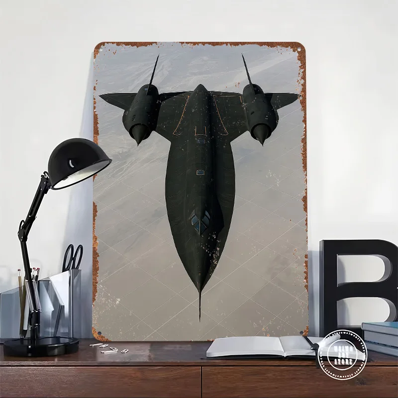 SR-71 Blackbird in Flight Printed Poster Customized Wall Art Retro Vintage Metal Tin Signs for Home Bedroom Decoration Gaming