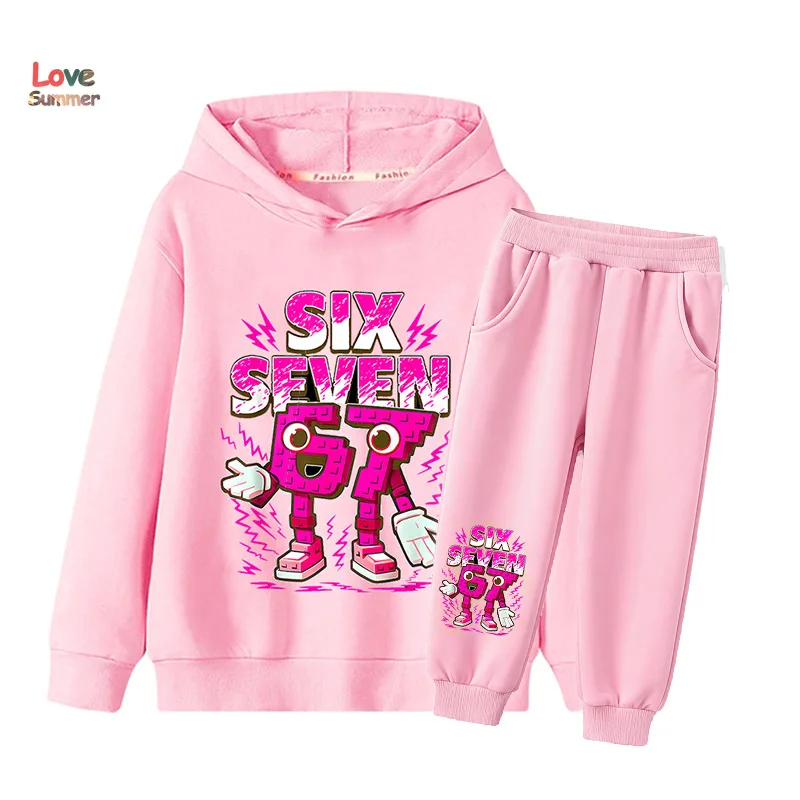 67 Six Seven Hoodie-Hose 2-teilig für Jungen und Mädchen, Italienischer Brainrot Kinder-Sweatshirt 2-teiliges Set, Kapuzenpullover Baby Freizeitanzug – Detail 4