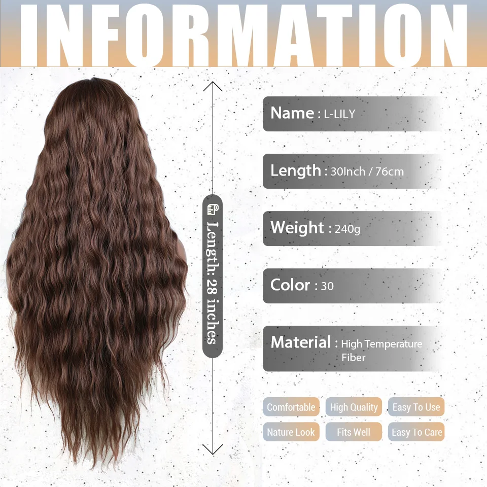 Perruque Lace Wig Synthétique Bouclée et Longue de 30 Pouces, Postiche de Cosplay Brun Blond Ombré, 03/Hair, pour Femme