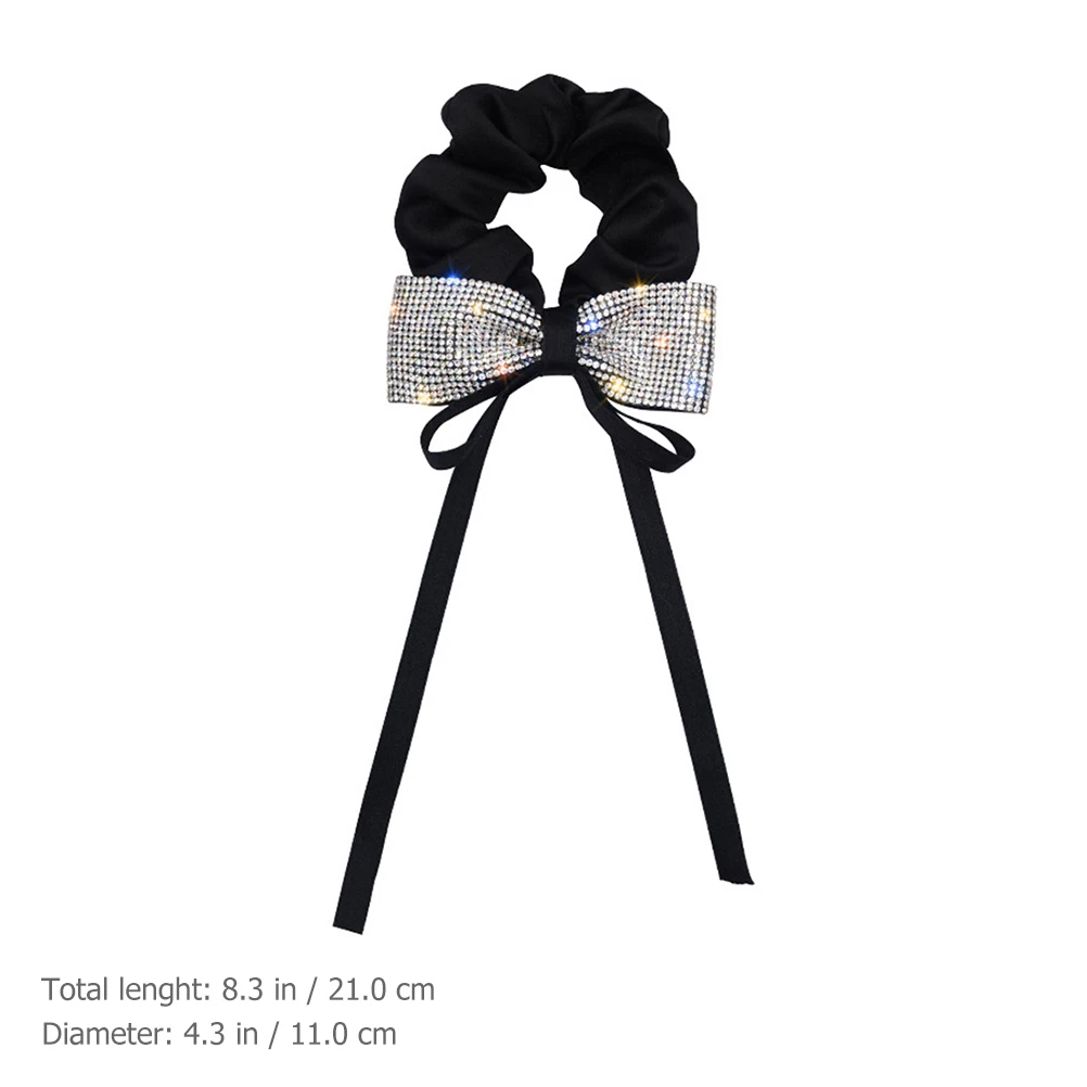 

Резинки для волос с бантом и стразами, эластичные кольца для девочек и женщин, винтажные держатели из мягкой ткани, повседневная одежда, вечерние, офисные, с бантом