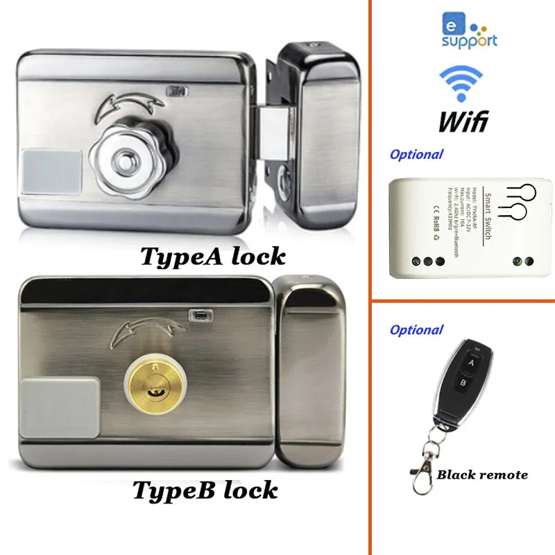 12V Smart Electric Door Lock Key 125KHZ ID Keyfob Optional ewelink Wifi replay Remote Controler Use with Access Control System