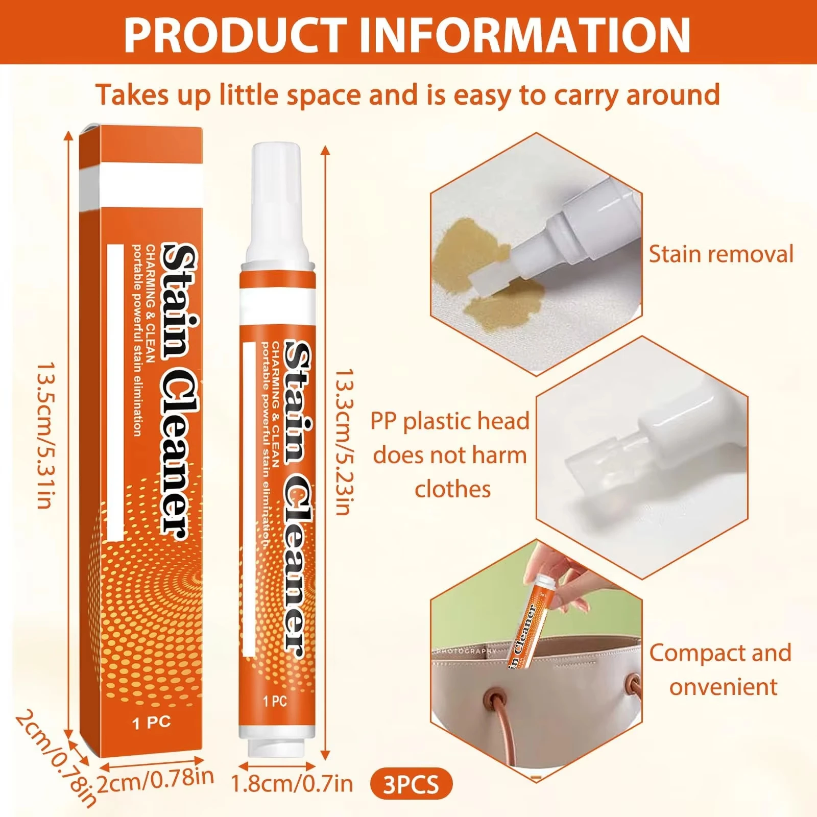 Sta/ins on Clothes On-The-Go Sta/in Removal Tool Quick Effect Remover Wash Free Stain Remove Stick Travel-Sized Stain Stick
