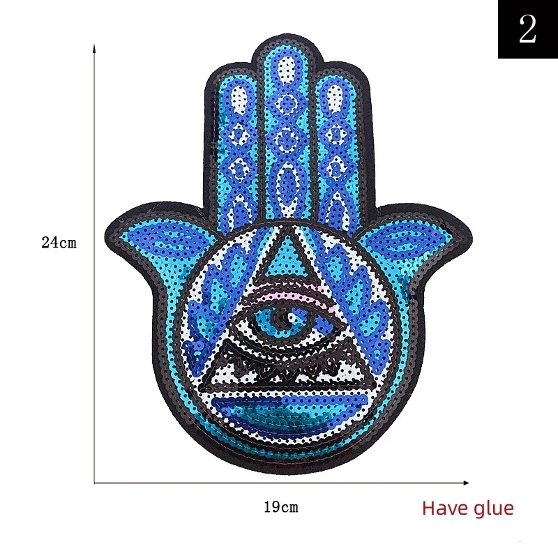 Palm Large Sequin Patches and Appliques Thermoadhesive Patch Eye Hand Jacket T-shirt DIY Decoration Iron on Patches for Clothing