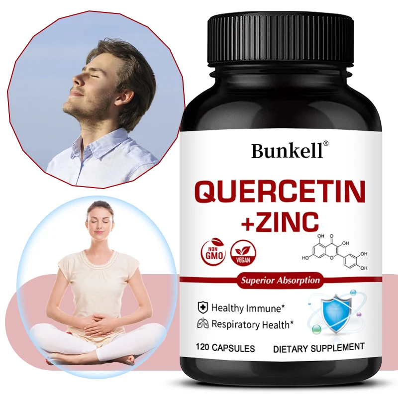 Quercetin + Zinc Vegetarian Capsules - Supports Immune, Skin and Bone Health, Nutrition Metabolism, Respiratory Health