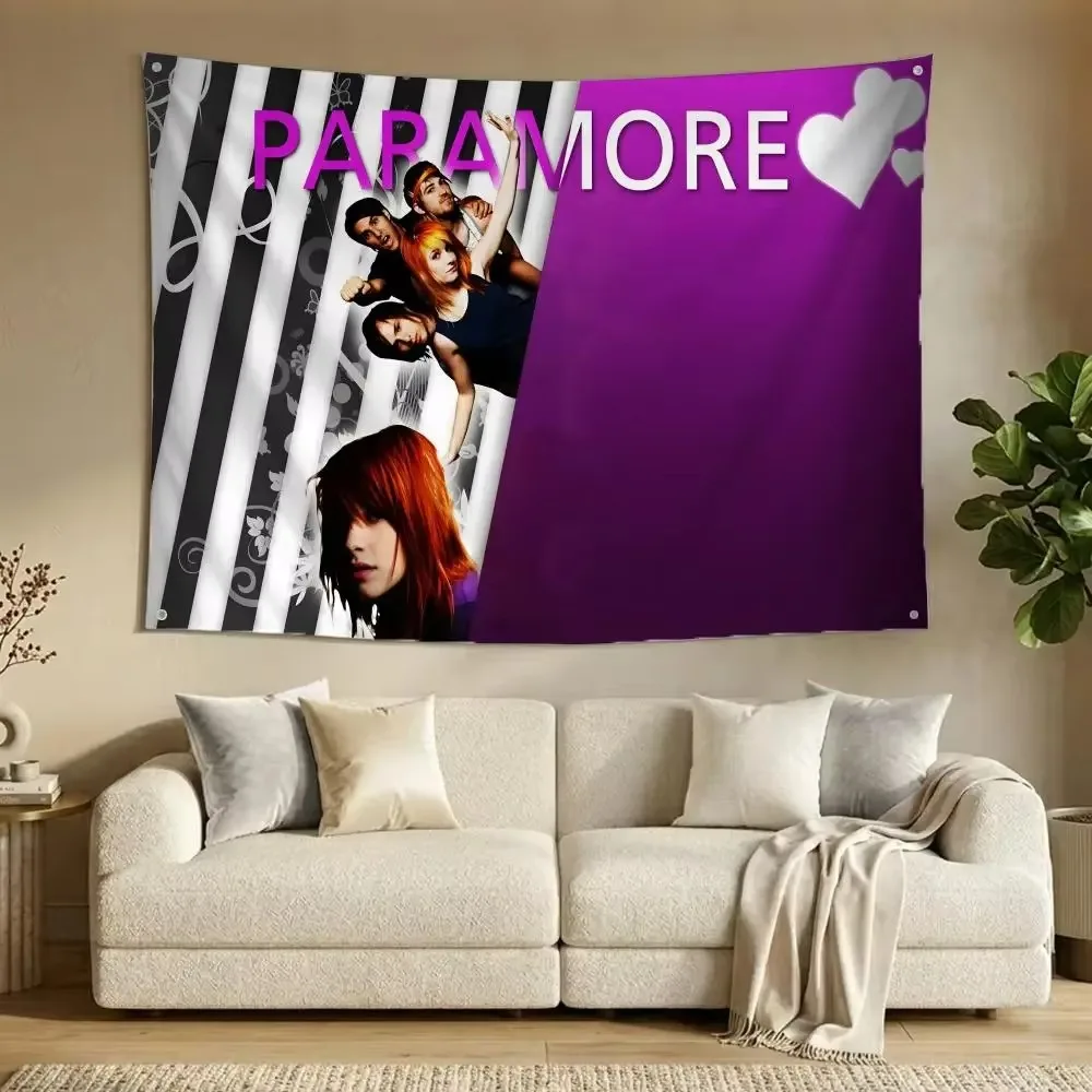 Casual Vibrant Passionate Band P-Paramore Flags Lightweight no edging four rings hanging for indoor and outdoor decor