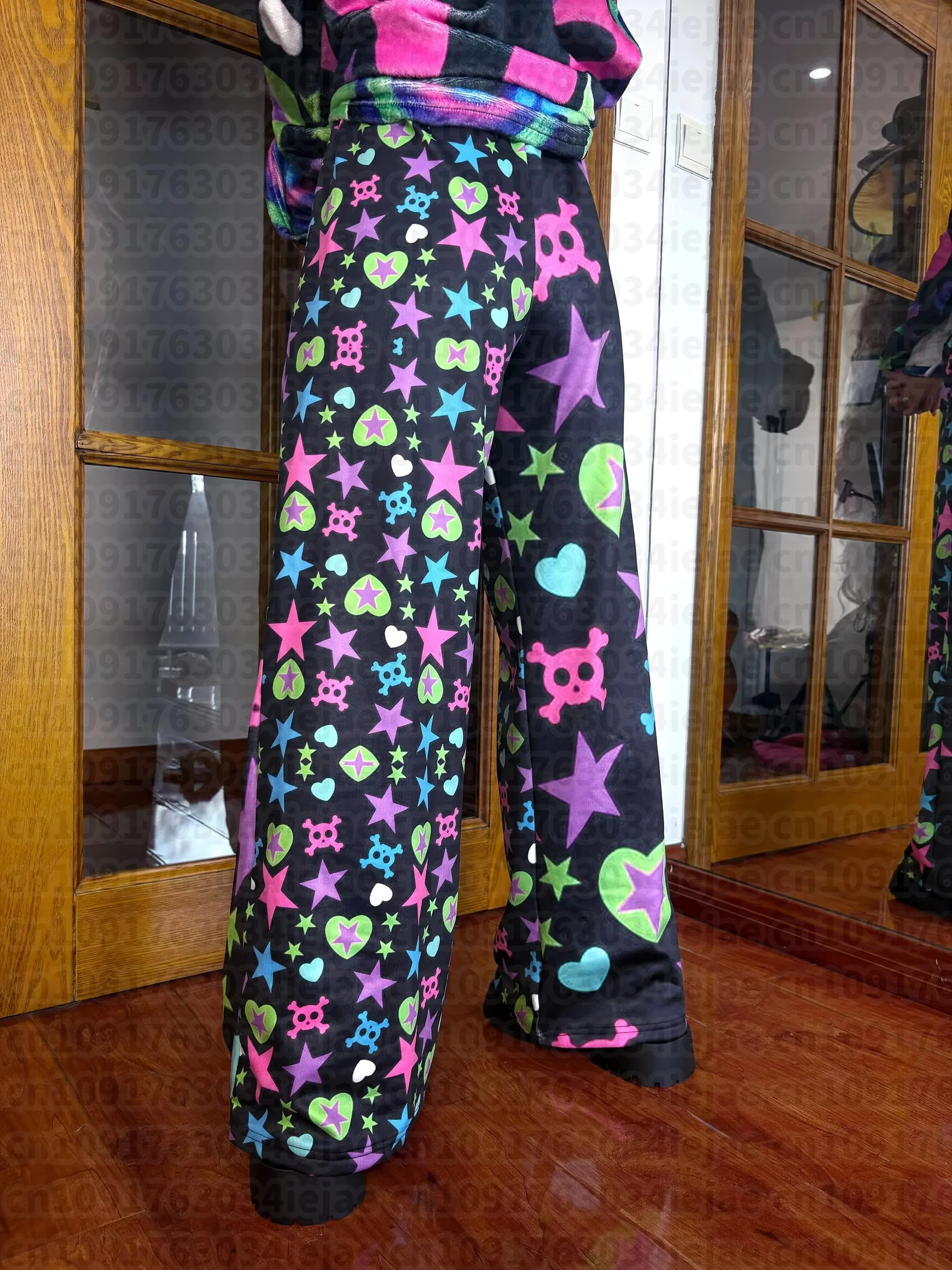 2026 Neue Schwarze Universum-Farbenstern-Hose Frühling Neue Süße Kawaii Kinder Y2k Harajuku-Stil Modische Spezielle Weite Hose – Detail 8