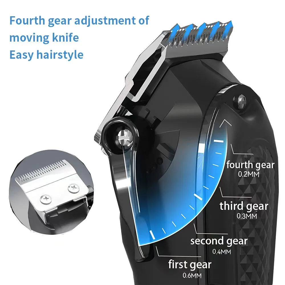 Kemei KM-1071 Elektrischer Haarschneider, USB-Aufladbar, Kabelloser Barttrimmer für Männer, Leistungsstarkes Elektrisches Haarschneidegerät – Detail 4