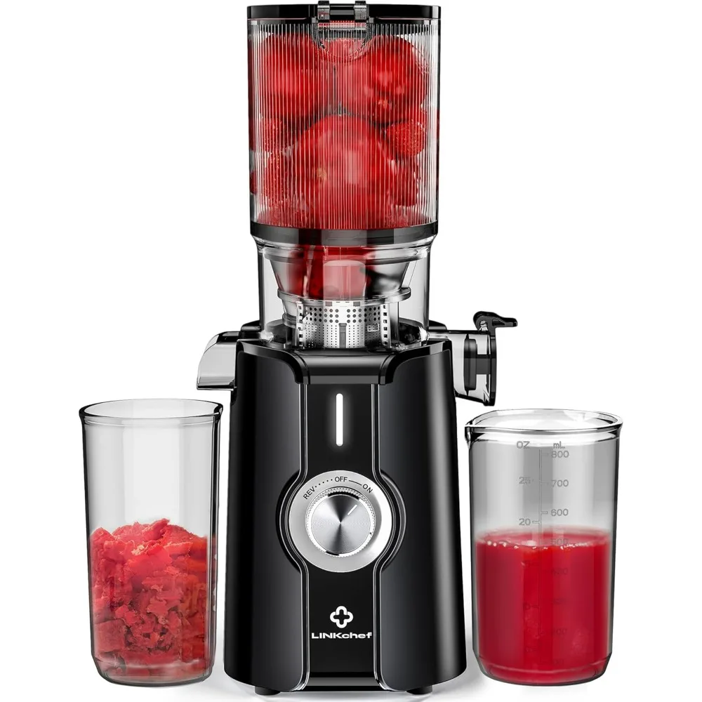 

Rush Clear Slow Masticating Juicer Machines, Cold Press Juicer with No-Prep 4.35" Feed Chute Fit Whole Fruits