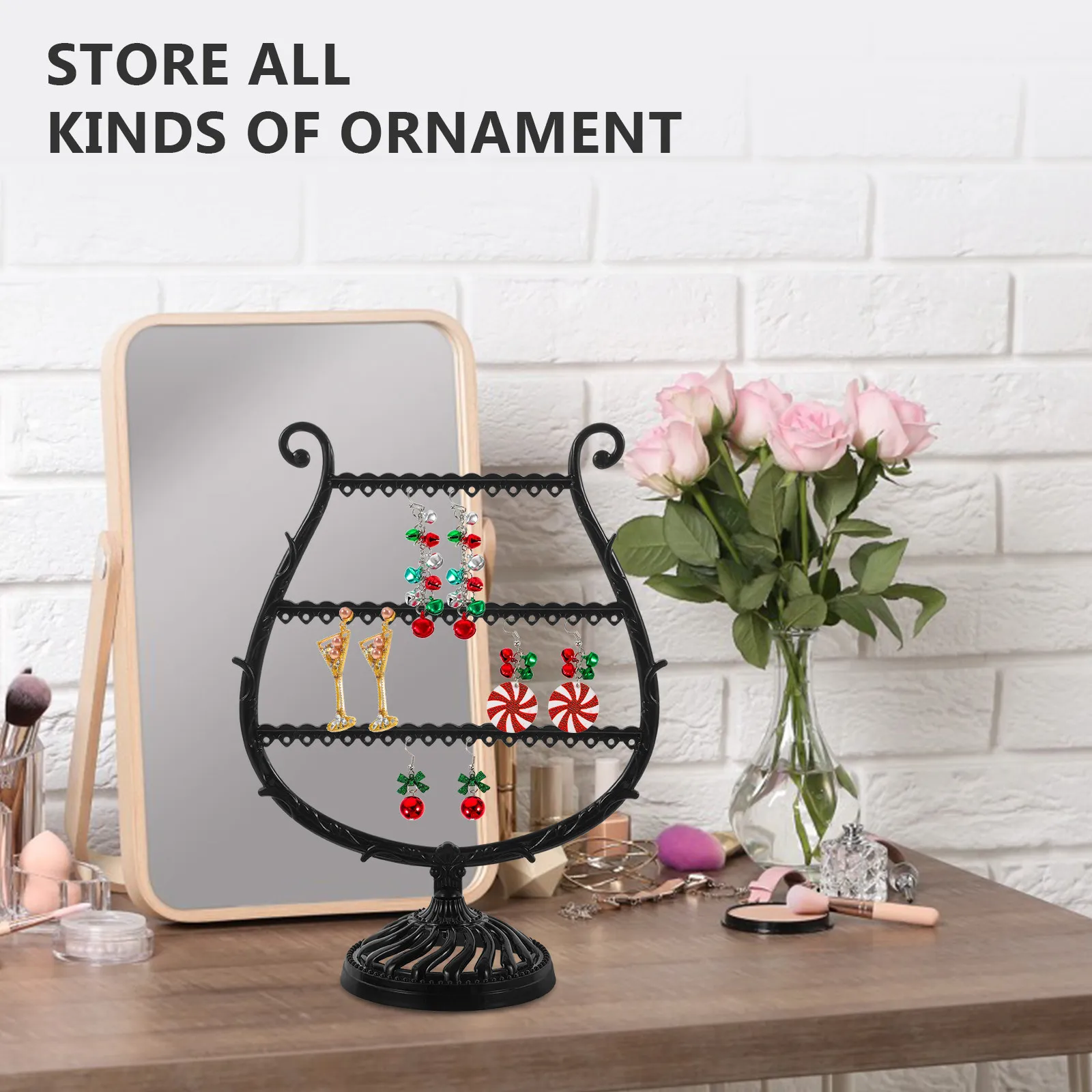 Earring Holder Wine Cup Shape Black Jewelry Organizer Stand Stud Earring Display Organizer for Pierced Earrings Women