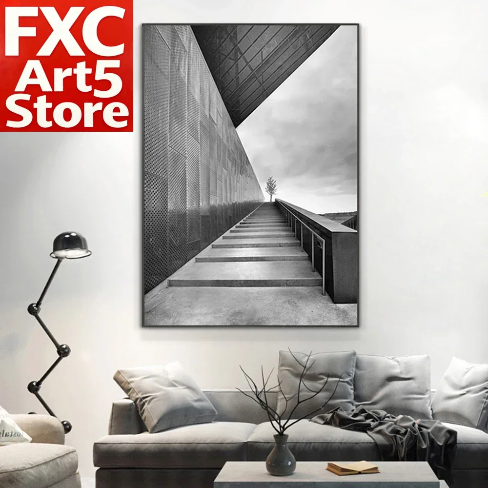 1PC Frameless Light Luxury Black White Gray Industrial Style Canvas Poster Space Extension Simplicity Wall Art Print Painting Ho