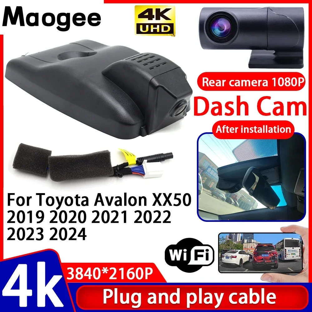 Cámara de Video para Auto con Visión Nocturna 4K UHD, Plug and Play, DVR para Toyota Avalon XX50 2019 2020 2021 2022 2023 2024