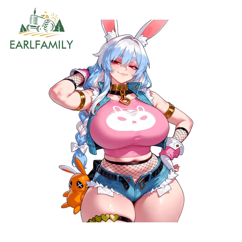 EARLFAMILY Hololive Pekomama Car Sticker Bunny Girl Stikers Eye-catching Rearview Mirror JDM Car Accessories Custom Printing
