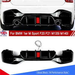Rear Diffuser Bumper w/LED For BMW 1er M Sport F20 F21 M135i M140i Accessories Glossy Black ABS Tail Lip No LED Rear Protection