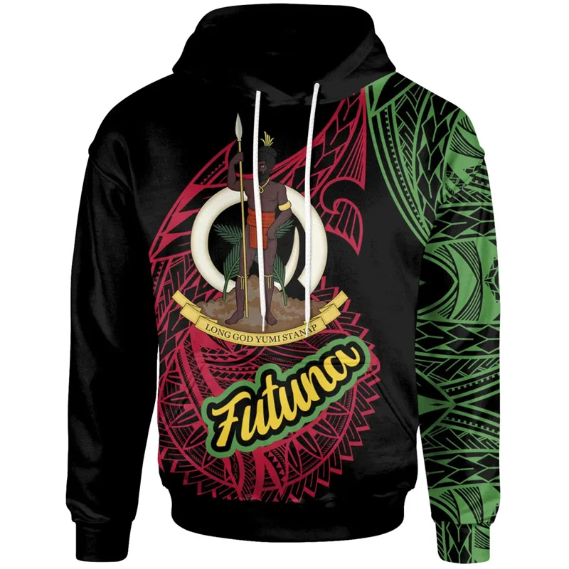 3D Epi Seal Of Vanuatu Polynesian Patterns Print Hoodies For Men Vanuatu Coat Of Arms Graphic Hooded Hoody Pullover Clothing Top