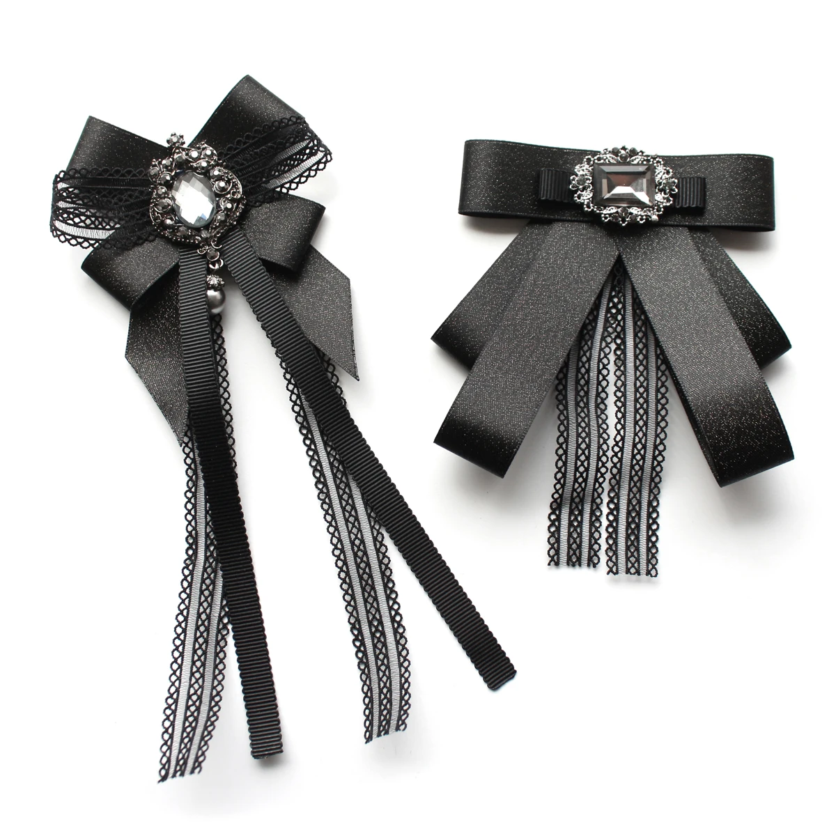 

Женские галстуки-бабочки, корейские аксессуары для рубашек, кружевная лента ручной работы с кристаллами, школьная форма в студенческом стиле, брошь на воротнике, булавки с цветами