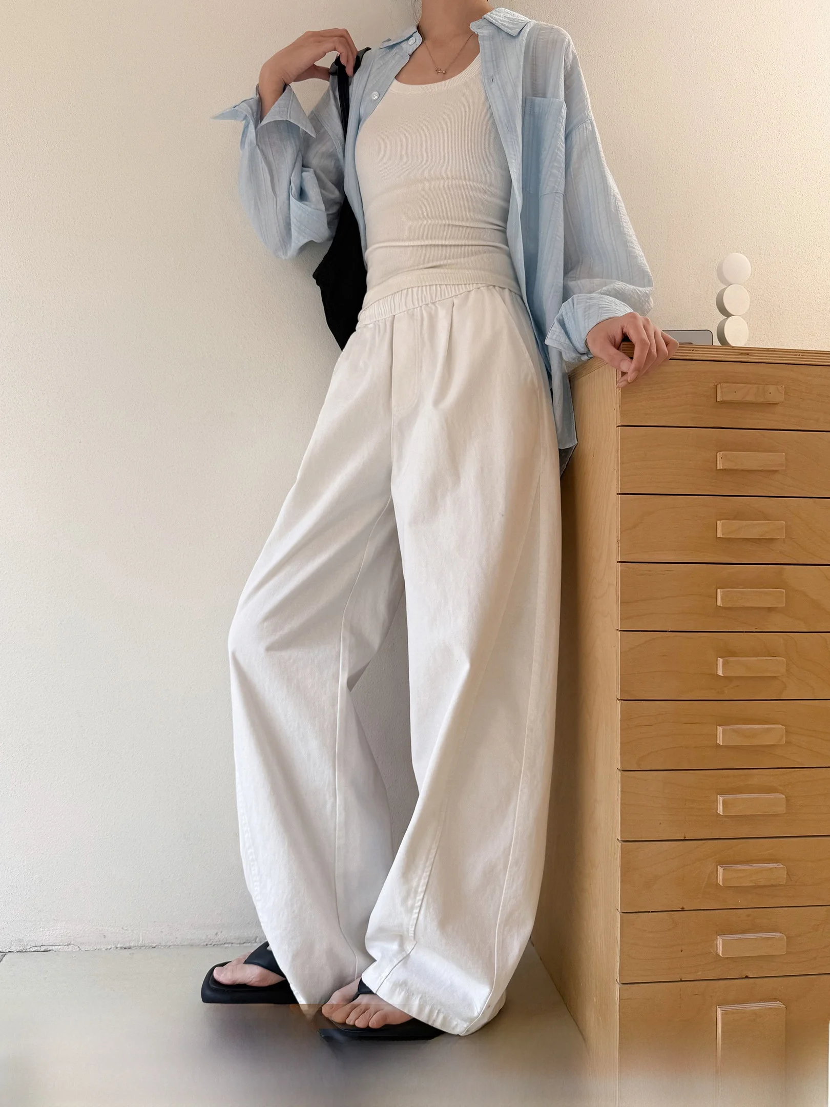 

Женские повседневные брюки с высокой талией и широкими штанинами, свободного кроя, однотонные, простые, весенне-летние, длинные, в корейском стиле