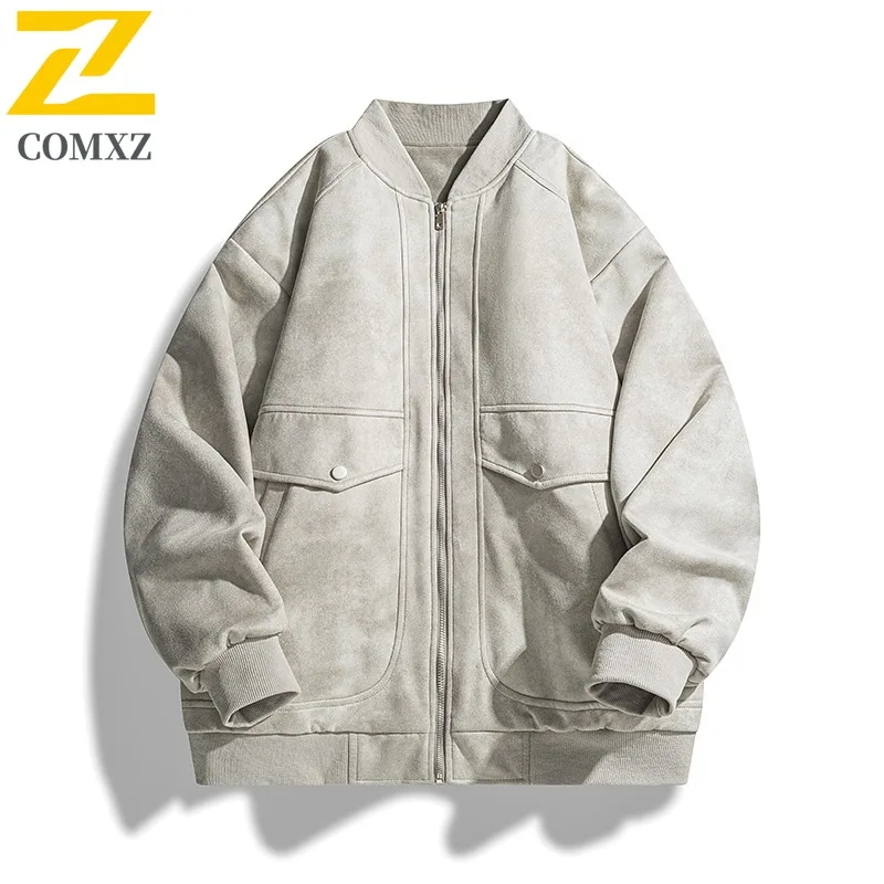 

COMXZ Мужская уличная куртка премиум-класса для пеших прогулок и путешествий, удобное пальто, классический бейсбольный воротник, легкая прочная осенняя новая ветровка