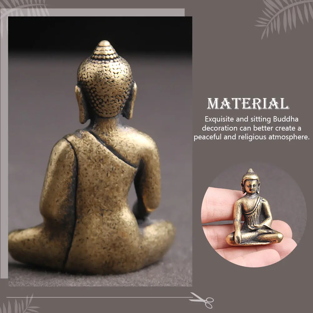 

Buddha Statue Ornament Decoration Table Desktop Sculpture Home Items Accessories Brass Indoor Status for Figurines Office
