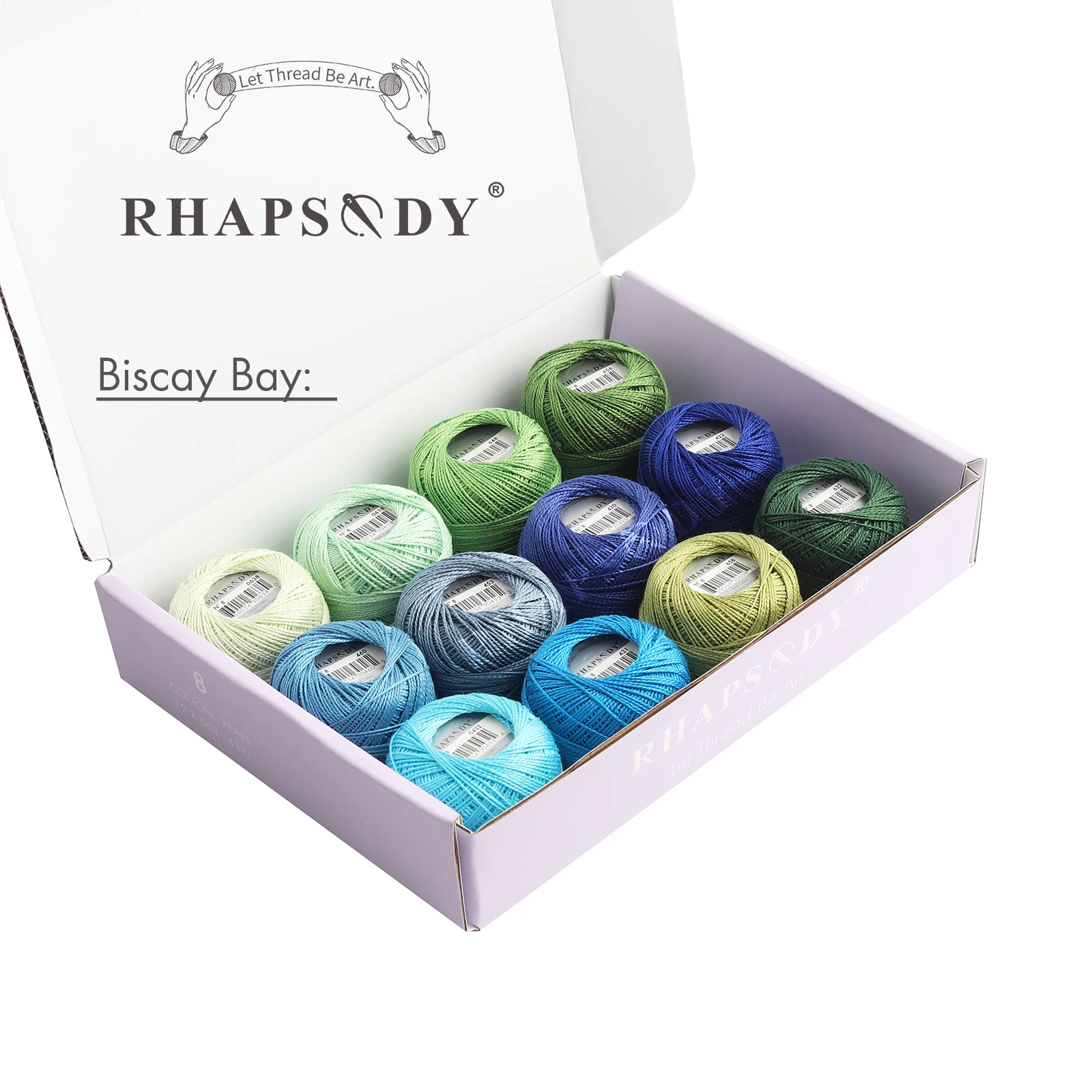 Rhapsody-Größe # 8 Perlen-Baumwoll-Häkelfaden-Stickerei, doppelt merzerisierte lange Stapel, ägyptische Baumwolle, NEUE FARBEN, 12 Bälle pro Box – Detail 13